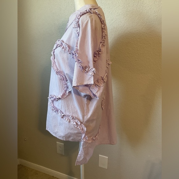 Margo Baridon Striped Buttondown in Purple Size Small - Picture 3 of 8